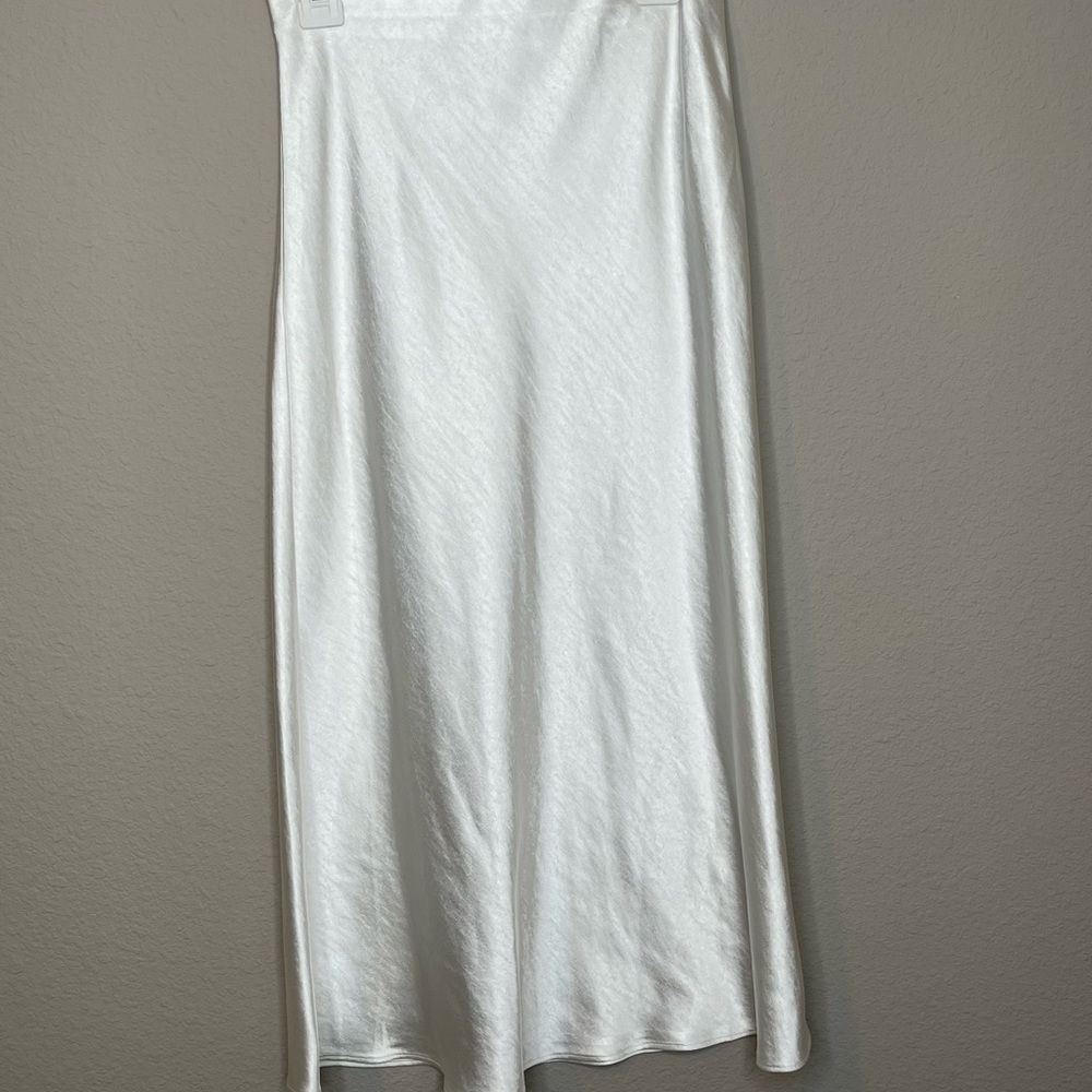 White silk midi skirt